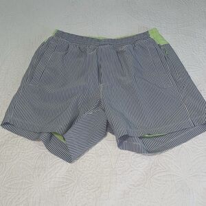 Bird Dogs Blue Stripe Hybrid Boom Shorts Lined Size M Short 7" Inseam
